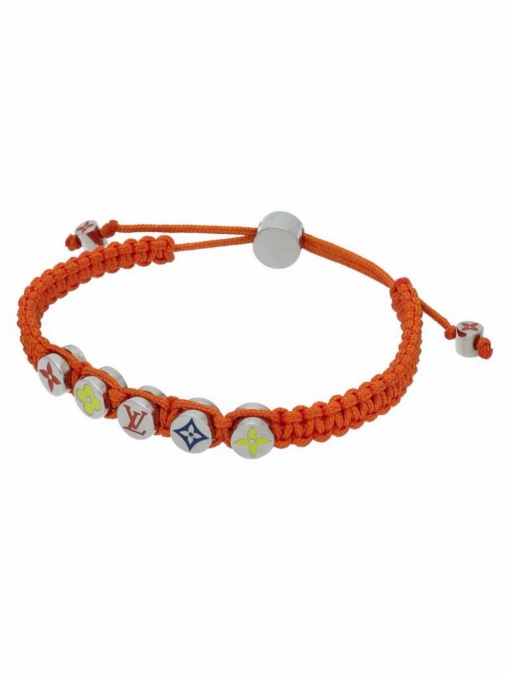 Louis Vuitton Orange Braided Cord Kids Bracelet with Logo Beads